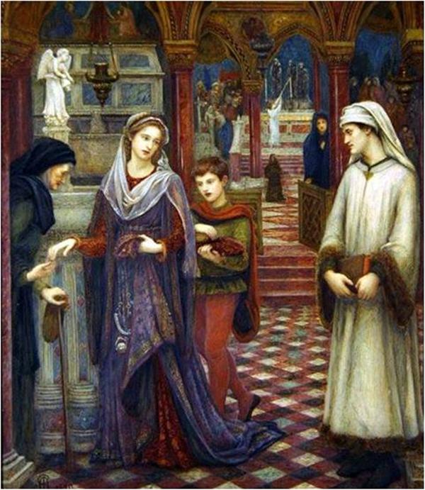 Marie Spartali Stillman, Dante incontra Beatrice il giorno d'Ognissanti (1881).